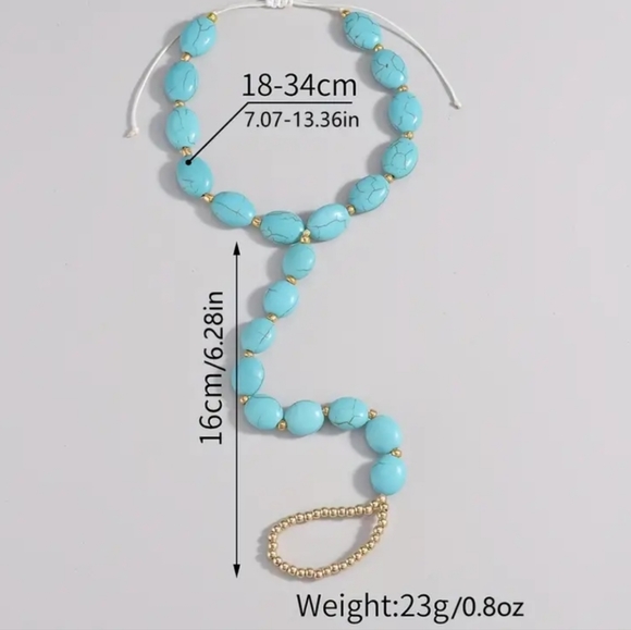 ONE (Not 2) beautiful turquoise stretchy anklet - Picture 4 of 5